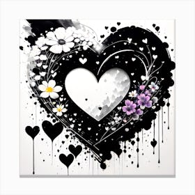 Black And White Heart 4 Canvas Print