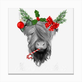 Merry Christmas Highland Cow Canvas Print