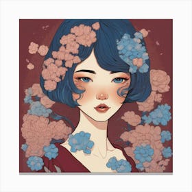 Asian Girl With Flowers 8 Canvas Print