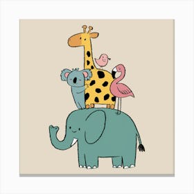 Giraffes And Flamingos Canvas Print