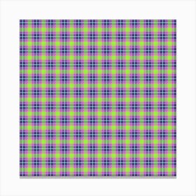 Purple And Green Plaid Fabric Canvas Print