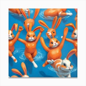 Rabbits In The Water 1 Canvas Print