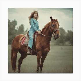 Girl Riding A Horse 2 Canvas Print