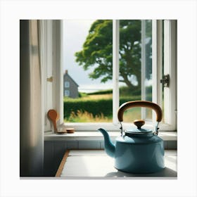 Teapot On Window Sill Canvas Print