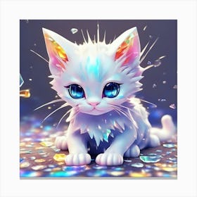 White Kitten With Crystals Canvas Print