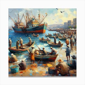 Fishing Boats On The Beach Canvas Print