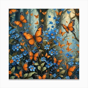 Butterflies In The Forest Canvas Print