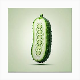 Cucumber On A Green Background Canvas Print