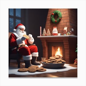 Santa Claus Eating Cookies 21 Canvas Print