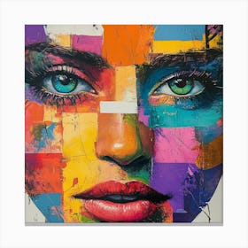 Face Of A Woman Abstract Colorful Canvas Print