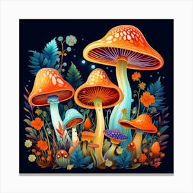 Mushrooms In The Forest 9 Canvas Print