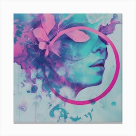 Pink flowers woman portrait Canvas Print