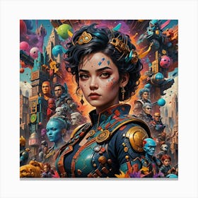 Girl In Space 1 Canvas Print