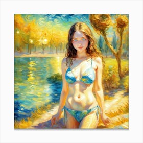 Girl In A Bikiniyih Canvas Print