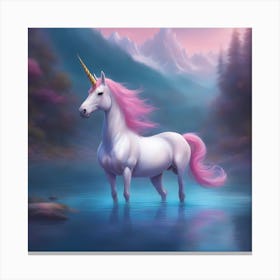 Unicorn In The Water 4 Canvas Print