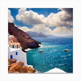 Seascape Of Santorni Greece Canvas Print