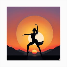 Silhouette Of A Ballerina At Sunset Canvas Print