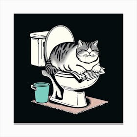 Cat On Toilet Canvas Print