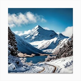 Snowy Mountain Road Canvas Print