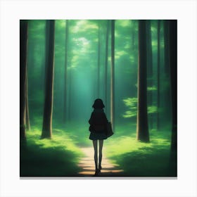 Girl In The Forest Anime Canvas Print