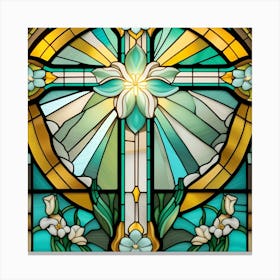 Cross stained glass window 2 Canvas Print