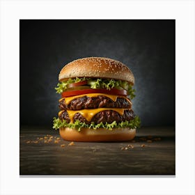 Hamburger On A Dark Background Canvas Print