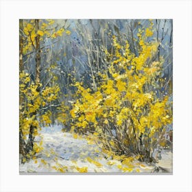 Yellow Flowers In The Snow Canvas Print