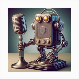 Robot With Microphone Canvas Print