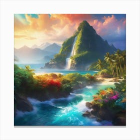 Waterfall In The Jungle 37 Canvas Print