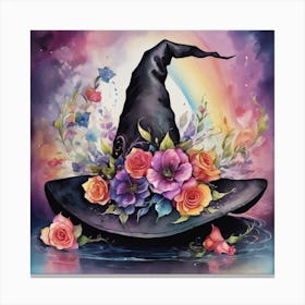Witch Hat With Flower Canvas Print