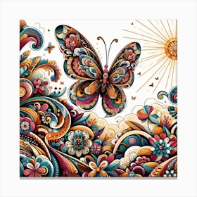 Decorative Floral Butterfly Abstract I Canvas Print