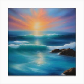 Sunset Over The Ocean By Person Canvas Print