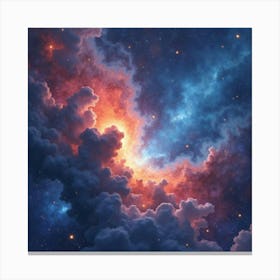 Watercolor Painting Of A Deep Space Nebula 1 Canvas Print