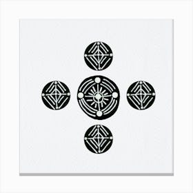 Tribal Circles 2 Geometric Black White Canvas Print