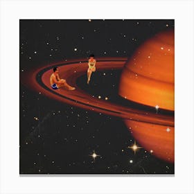 Saturn And Us Square Canvas Print