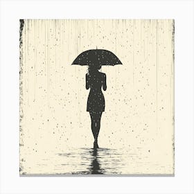 Girl In Rain Canvas Print