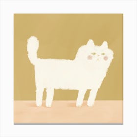 Neutral White Cat Square Canvas Print