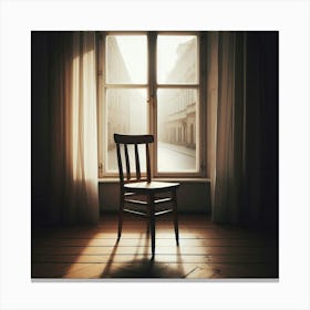 Empty Chair In A Window Canvas Print