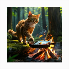 Leonardo Phoenix 10 A Vibrant Orange Tabby Cat With Bright Whi 3 Canvas Print