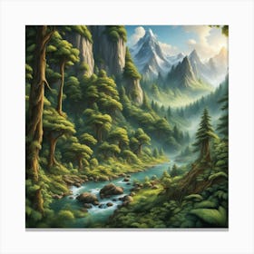 Forest In The Mountains Canvas Print