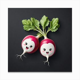 Radish On Black Background 1 Canvas Print