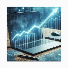 Laptop With Graph 2 Canvas Print