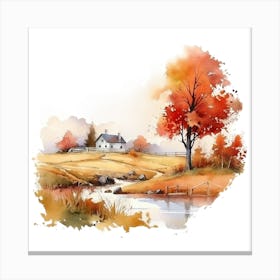 Watercolor Autumn Landscape 39 Canvas Print