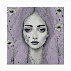 Portrait Of A Girl With Purple Hair Canvas Print
