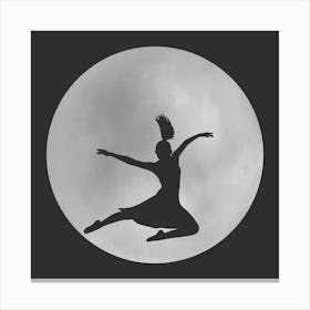 Minimalist Black and White Full Moon Silhouette with Dancer - Empowerment - Moon Magic 1 Canvas Print