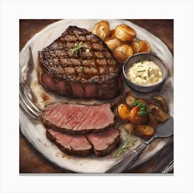 Steak And Potatoes Canvas Print