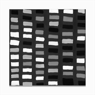 Painted Color Block Window Pane In Black And White Canvas Print