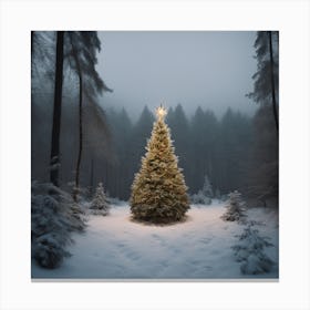 Christmas Tree In The Forest 68 Canvas Print