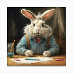 Rabbit With Pencils Canvas Print