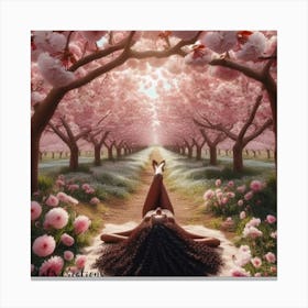 Cherry Blossom Kiss Canvas Print